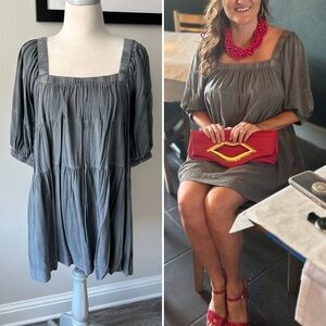 Mustard Seed Charcoal Ruched dress w pockets